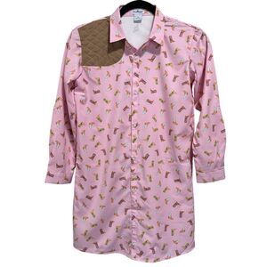 BlueQuail Kids Boots Print Button Down Western Dress Pink UPF 50+ Size 10